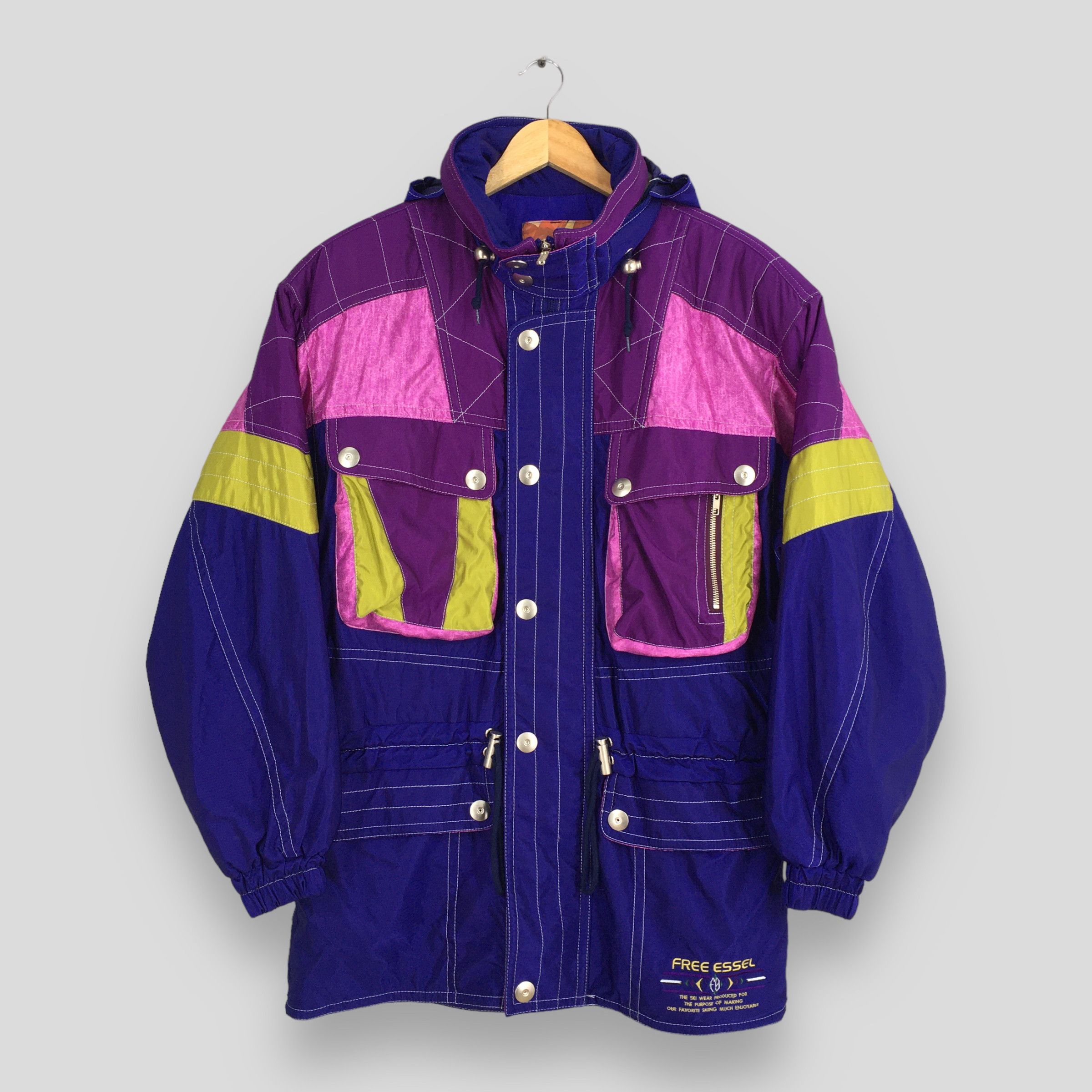 image of Bomber Jacket x Ski Vintage 90's Free Essel Colorblock Snowboard Ski Wear, Men's (Size XL)