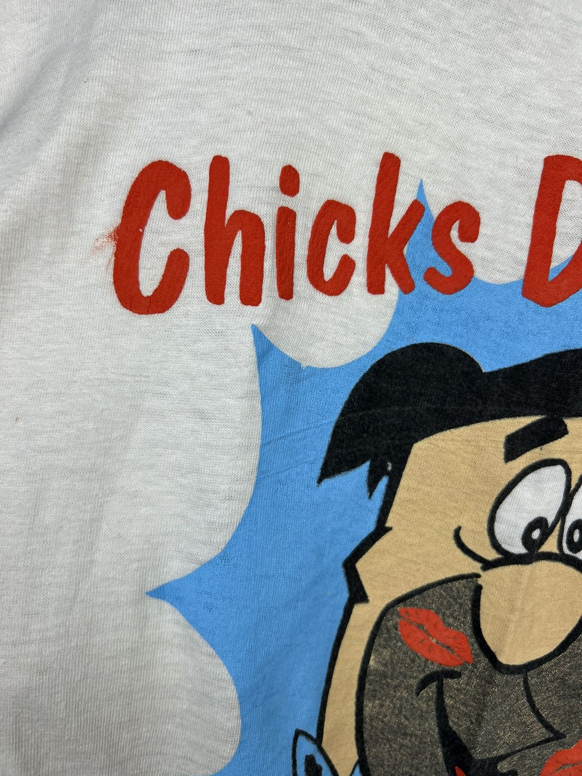 Cartoon Network × Vintage Vintage 90s Flinstones Fred T shirt Chicks Dig Mee Size US XL / EU 56 / 4 - 7 Thumbnail