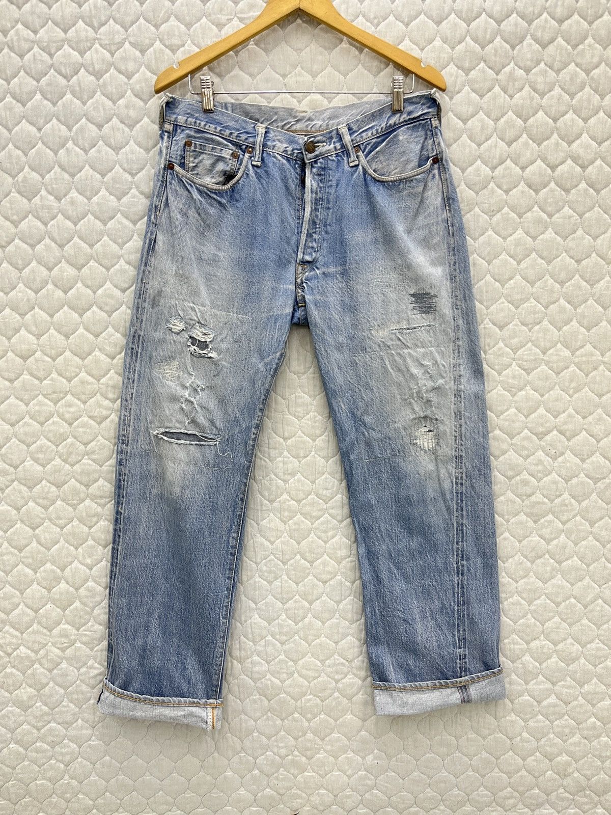 45rpm 🔥🔥🔥ARCHIVE 45RPM SELVEDGE DISTRESSED DENIM Size US 32 / EU 48 - 1 Thumbnail