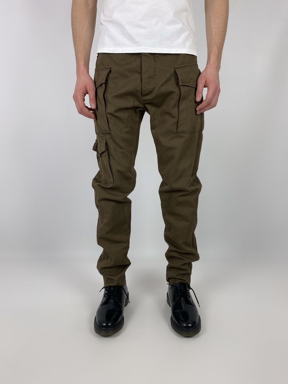 image of Avant Garde x Italian Designers Maurizio Massimino Front Pocket Cargo Pants in Brown (Size 34)