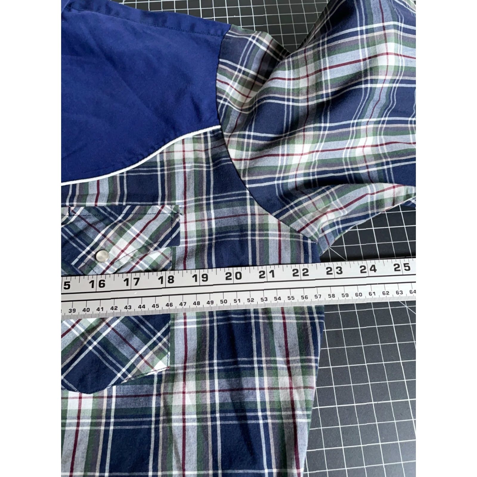 Vintage Ely Cattleman Western Shirt Men Large Plaid Lightweight Pearl Snap Rockabilly Two Tone Blue Size US L / EU 52-54 / 3 - 5 Thumbnail