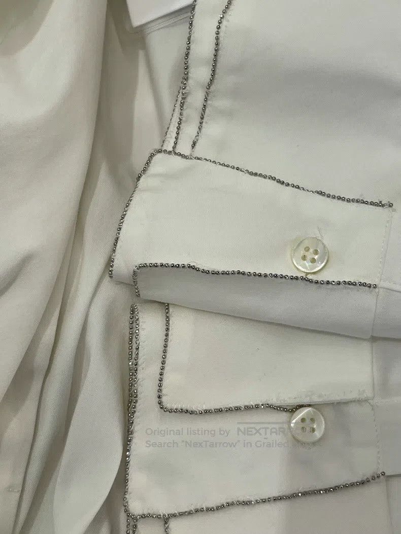 Brunello Cucinelli Brunello Cucinelli White Cotton Slim Fit Long Sleeve Shirt Size XL / US 12-14 / IT 48-50 - 8 Thumbnail