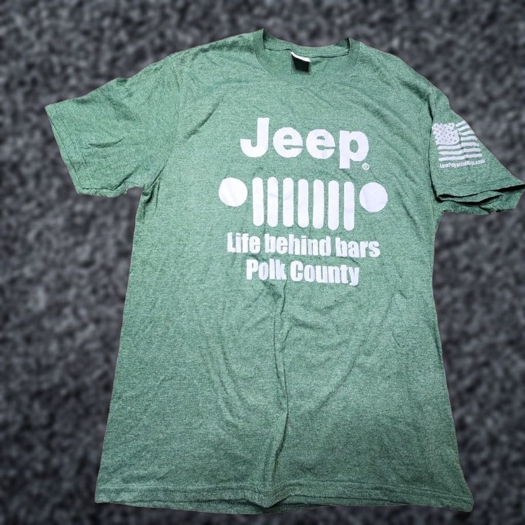 Jeep Jeep Life Behind Bars Polk County Grady Judd Shirt Mens M Green T Shirt American Flag Size US M / EU 48-50 / 2 - 1 Thumbnail