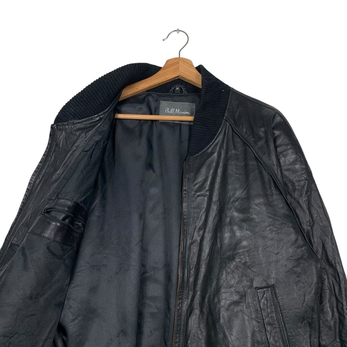 Japanese Brand BELL MAXIM Ships Big Logo Leather Bomber Jacket #2247-C99 Size US M / EU 48-50 / 2 - 10 Thumbnail