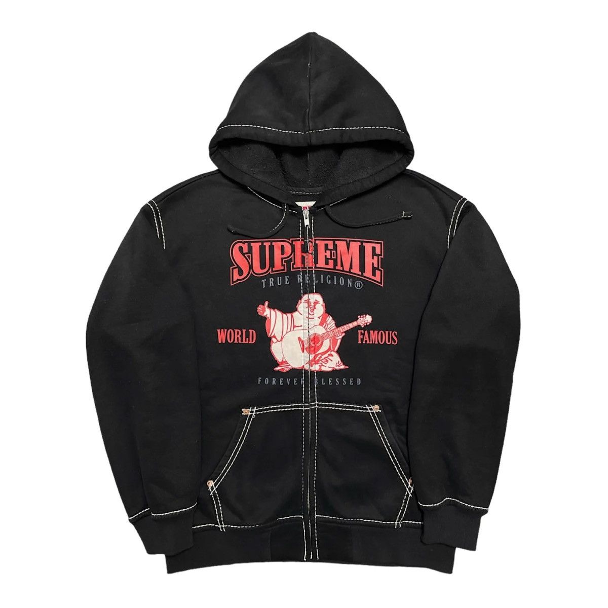 Supreme Supreme True Religion Zip Up Hooded Sweatshirt Black | Grailed