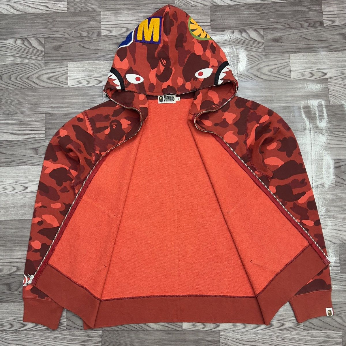Bape Bape Red Camo Shark Full Zip Hoodie Size US XL / EU 56 / 4 - 3 Thumbnail