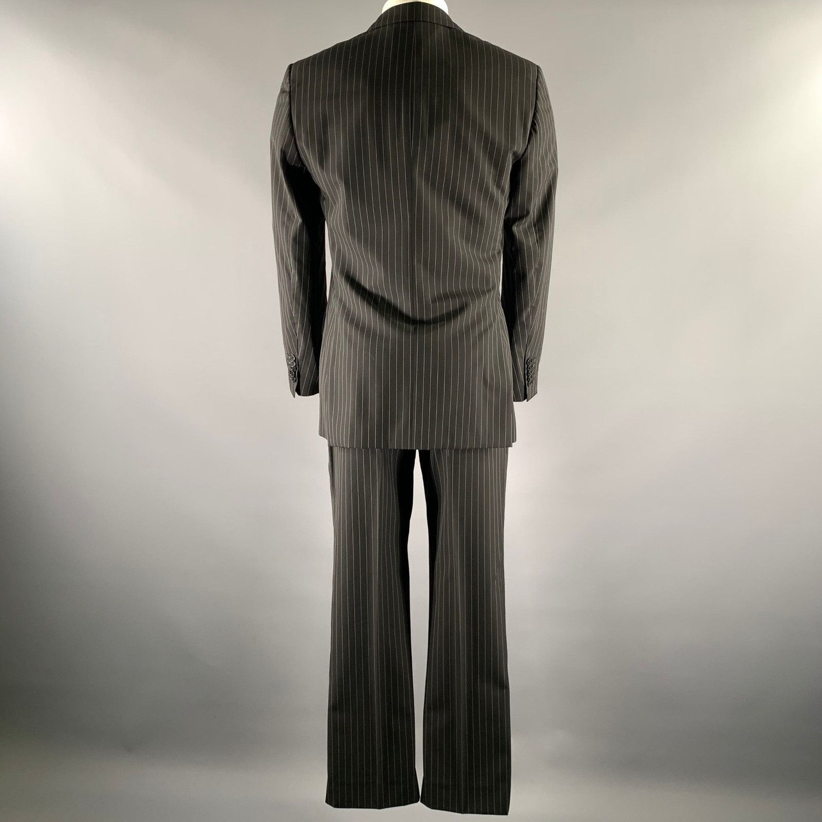 Paul Smith PAUL SMITH 38 Black White Pinstripe Wool Notch Lapel Suit Size 38R - 3 Thumbnail