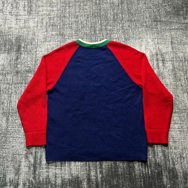 Gucci Gucci Dark blue and red stitching college style deep-necked Size US L / EU 52-54 / 3 - 2 Thumbnail