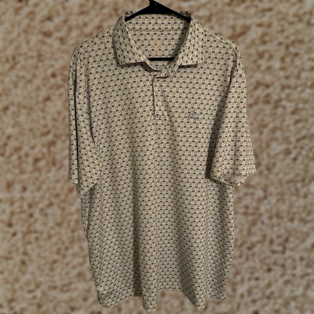 Vintage Rhoback The Koopa Golf Cart Palm Tree Performance S/S Golf Polo Shirt - Men's XL Golf Polo Shirt Mens XL White Palm 90s? Size US XL / EU 56 / 4 - 1 Thumbnail