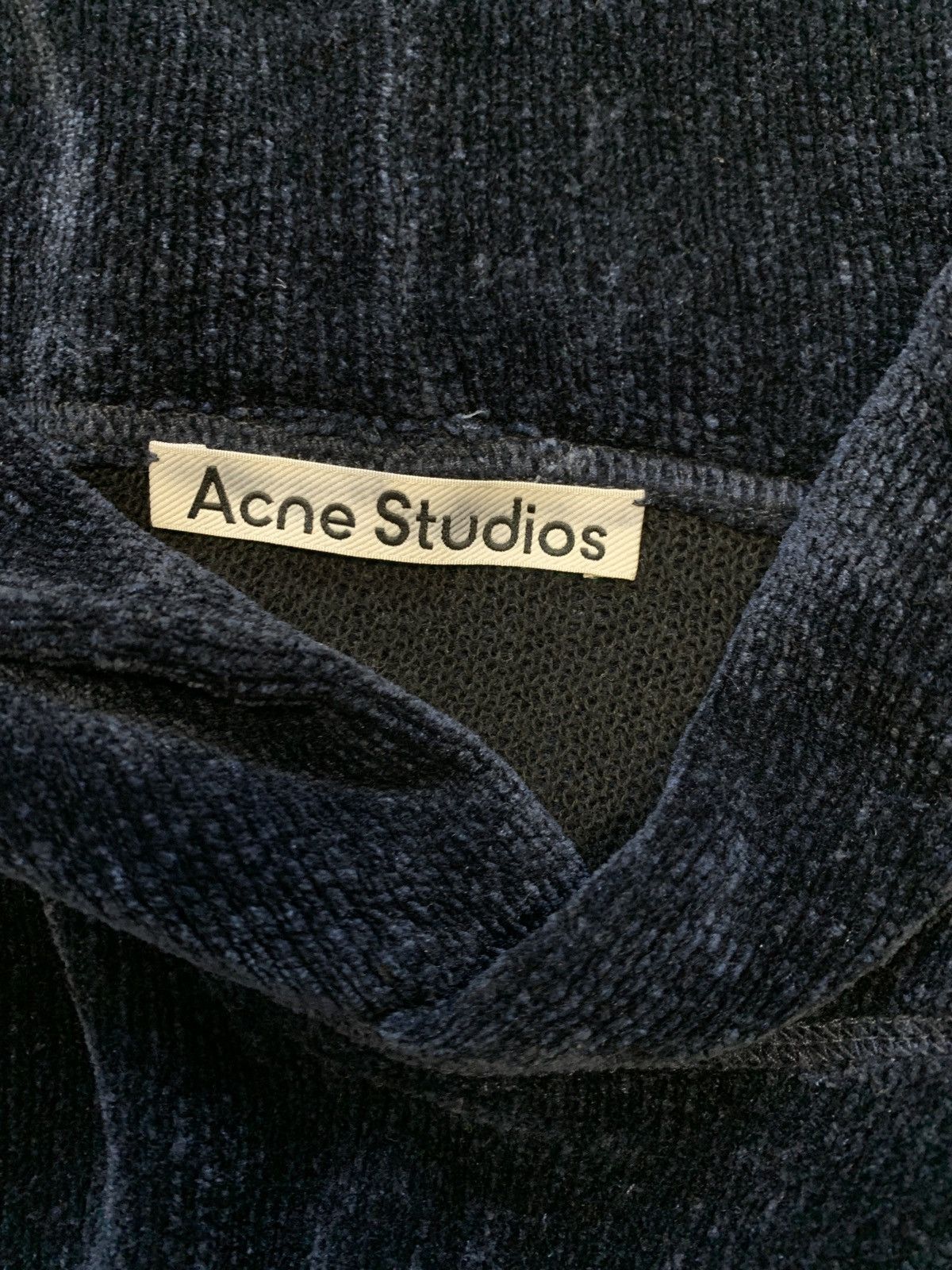 Acne Studios FW2020 sample velvet knit hoodie navy blue Size US XL / EU 56 / 4 - 4 Thumbnail