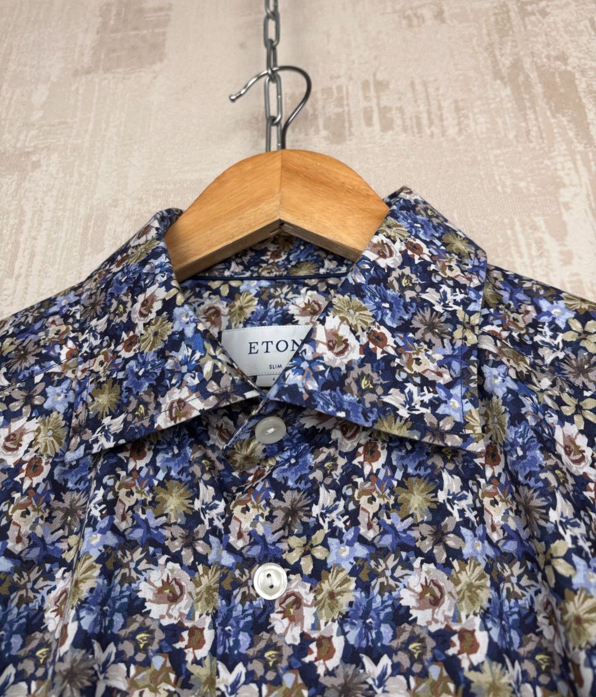 Eton Eton Floral Long Sleeve Dress Shirt Sz L (41 / 16) Slim Fit Size US L / EU 52-54 / 3 - 4 Thumbnail