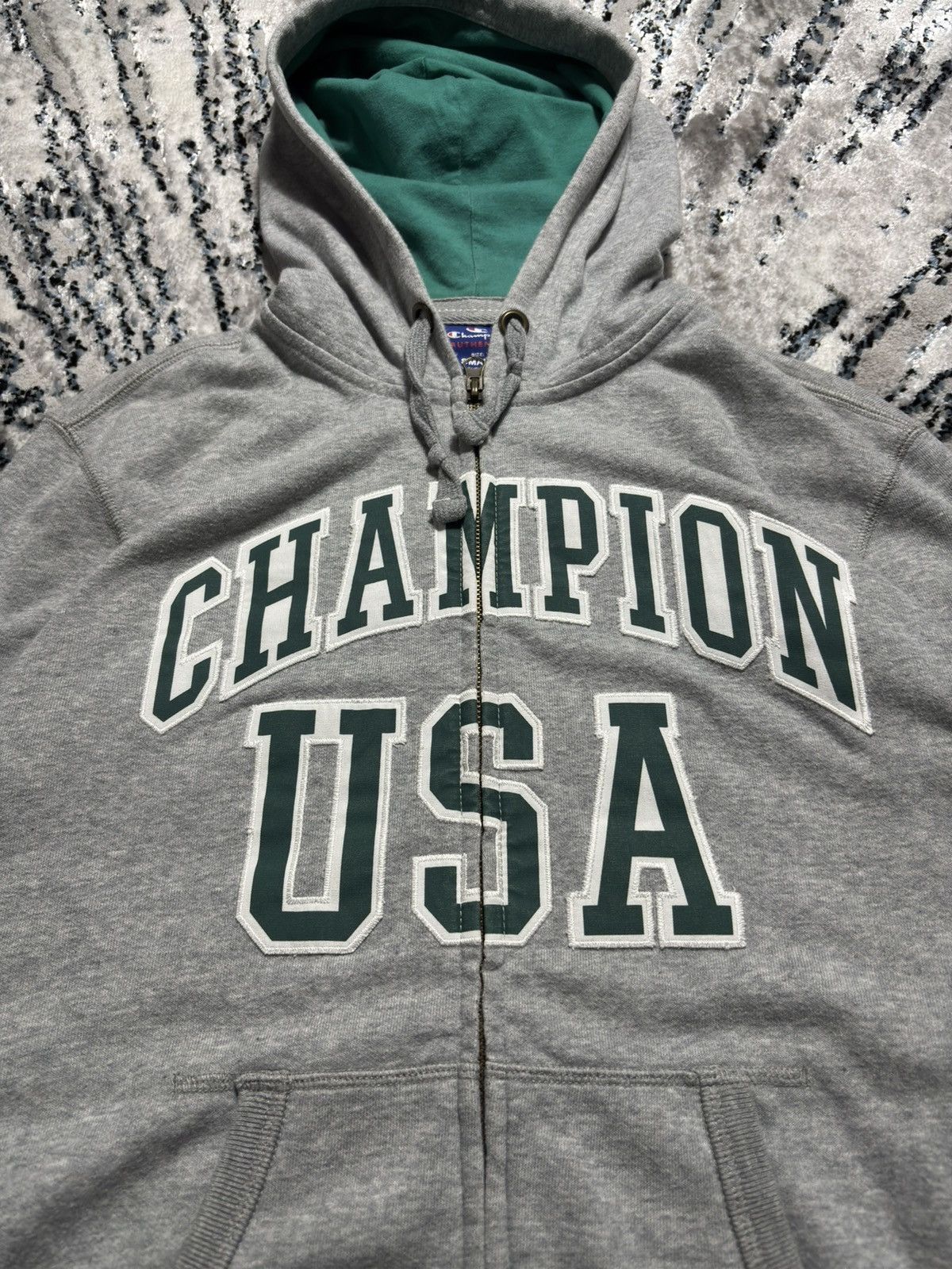 Champion × Vintage Vintage Champion USA Spellout ZIP Hoodie Sweatshirt 90s Size US S / EU 44-46 / 1 - 2 Thumbnail