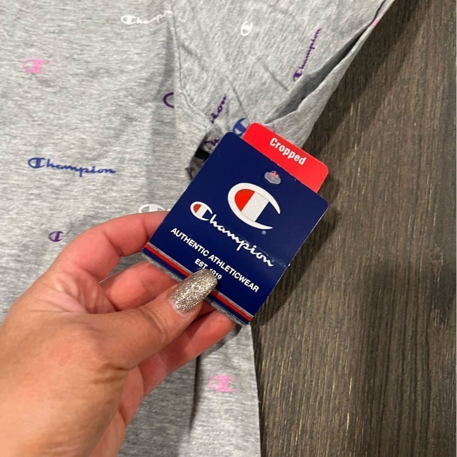 Nike NWT Champion Grey Multi-Colored Graphic Crop Top - Size 3X Size 3XL / US 20-22 - 2 Thumbnail