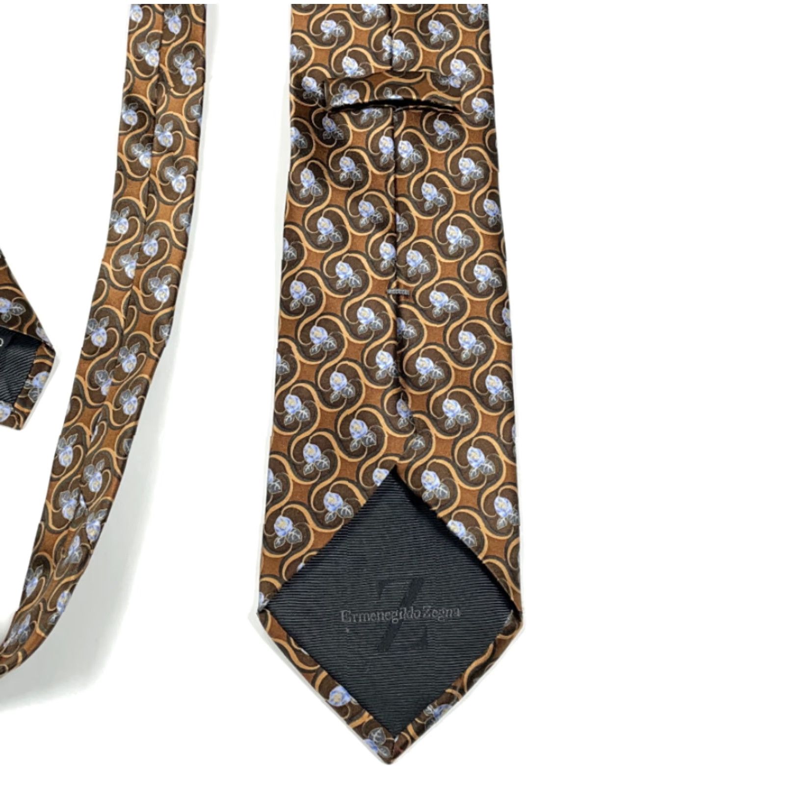 Ermenegildo Zegna VINTAGE Ermenegildo Zegna Floral Silk Tie Necktie Brown Bronze 57" x 3.5" Men Size ONE SIZE - 4 Thumbnail
