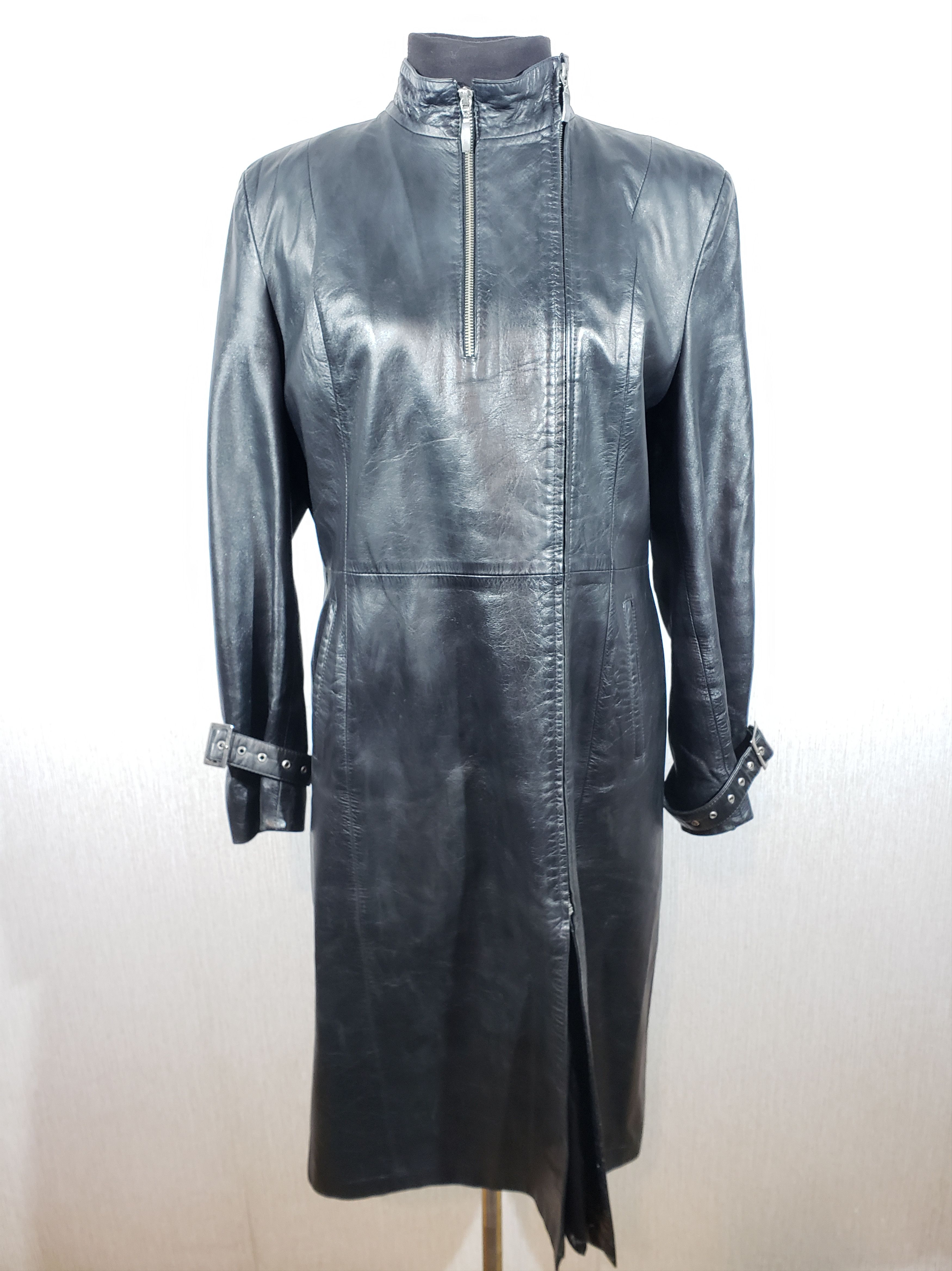 Other Women's black leather long jacket. Size XL / US 12-14 / IT 48-50 - 1 Thumbnail