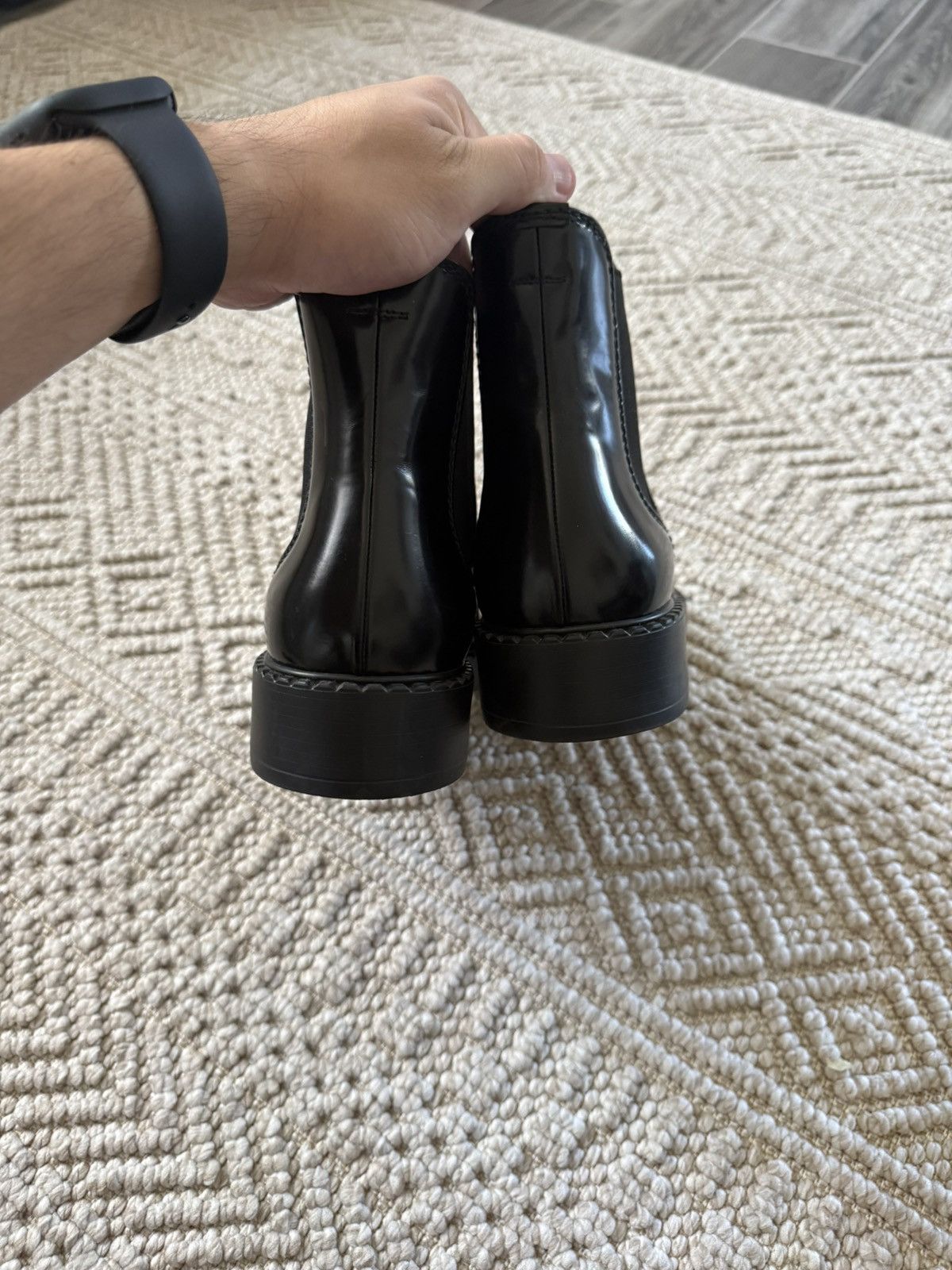 Prada Prada Black Leather Chelsea Boots (2TE176) - Size 8 Size US 8 / EU 41 - 6 Thumbnail