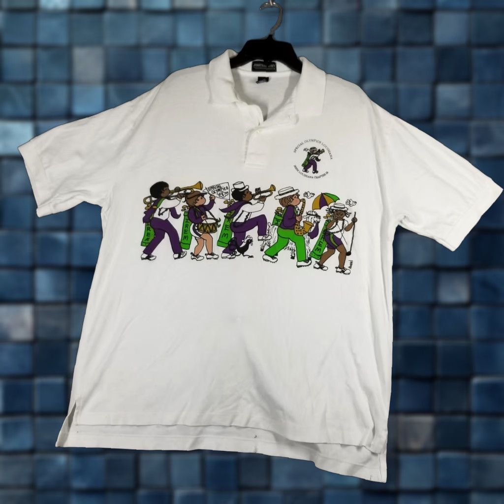 Vintage VINTAGE Special Olympics Louisiana Polo Shirt Mens XL White 100% Cotton Short Sleeve Graphic Print 90s Sports Mens XL Size US XL / EU 56 / 4 - 1 Thumbnail