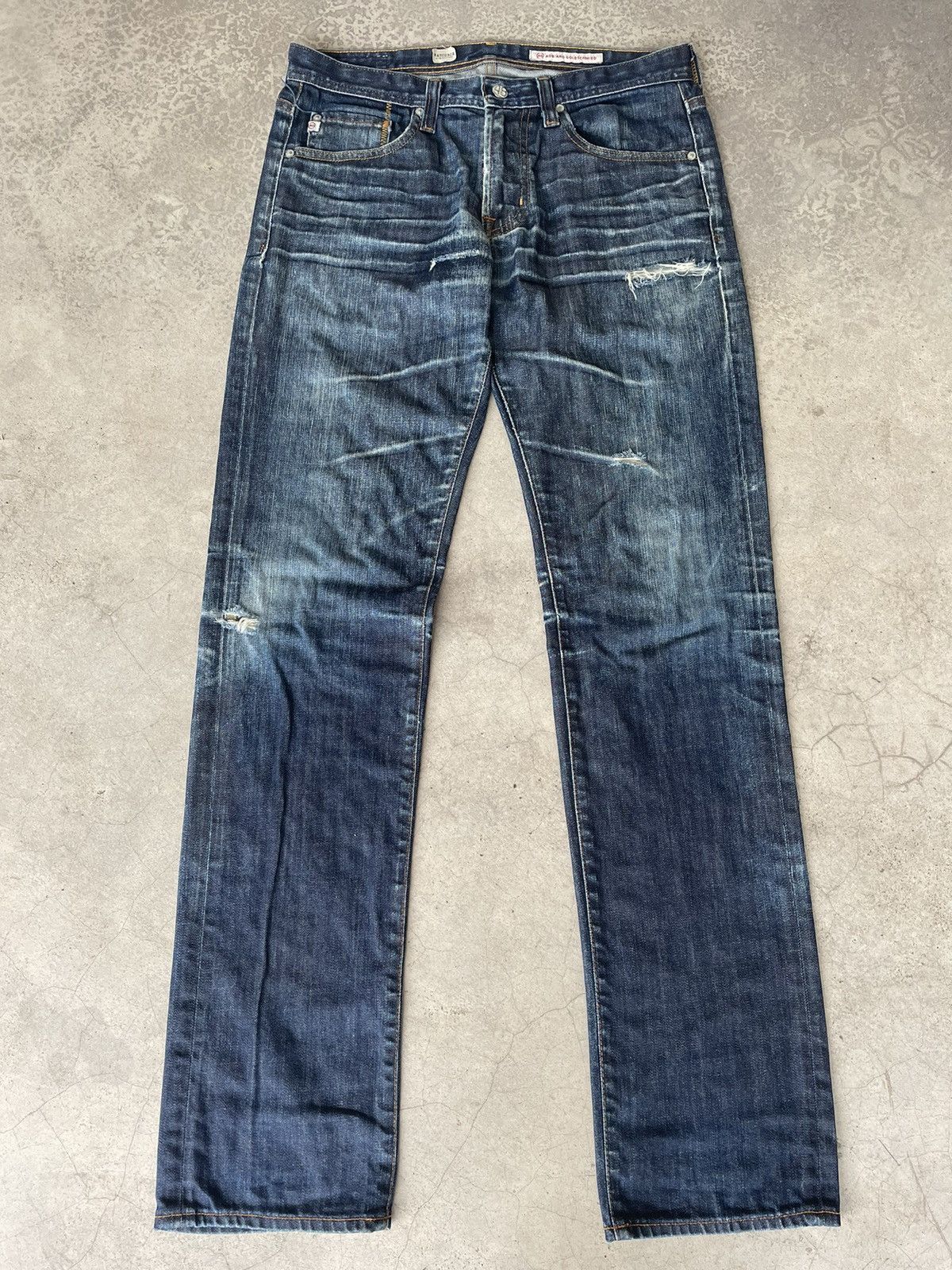 AG Adriano Goldschmied Ag Adriano Goldschmied Slim Straight Distressed Denim Size US 33 - 1 Thumbnail
