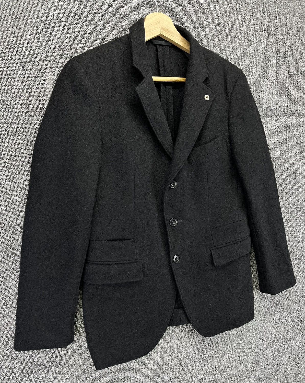 Lemaire × Uniqlo Lemaire Uniqlo Luxury Button Up Wool Black Jacket Size S / US 4 / IT 40 - 2 Thumbnail