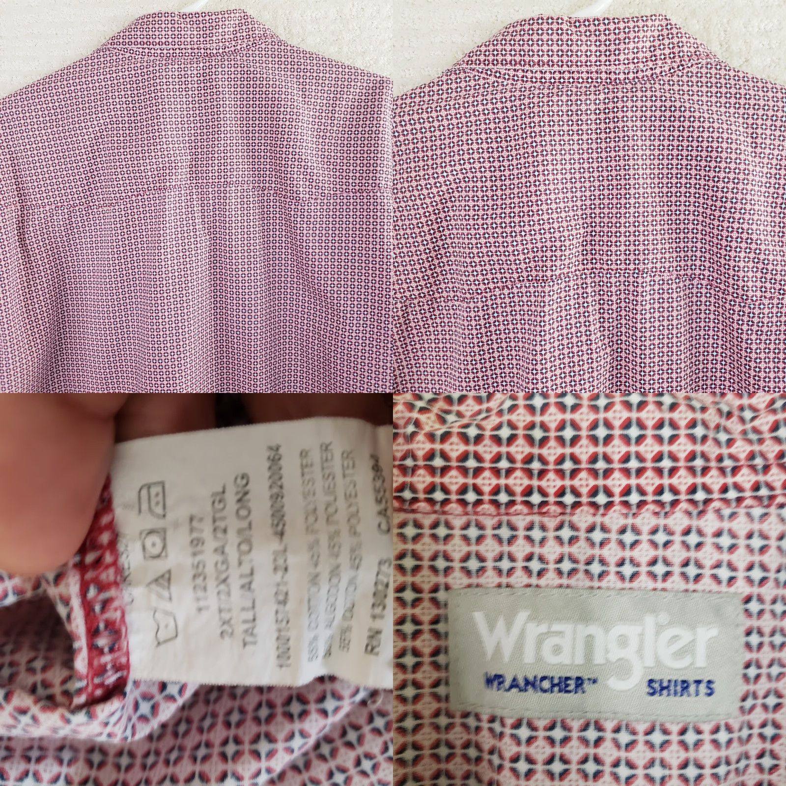 Wrangler VINTAGE Wrangler Shirt Men 2XT Red Geometric Pearl Snap Wrancher Pockets ShortS Size US XXL / EU 58 / 5 - 9 Thumbnail