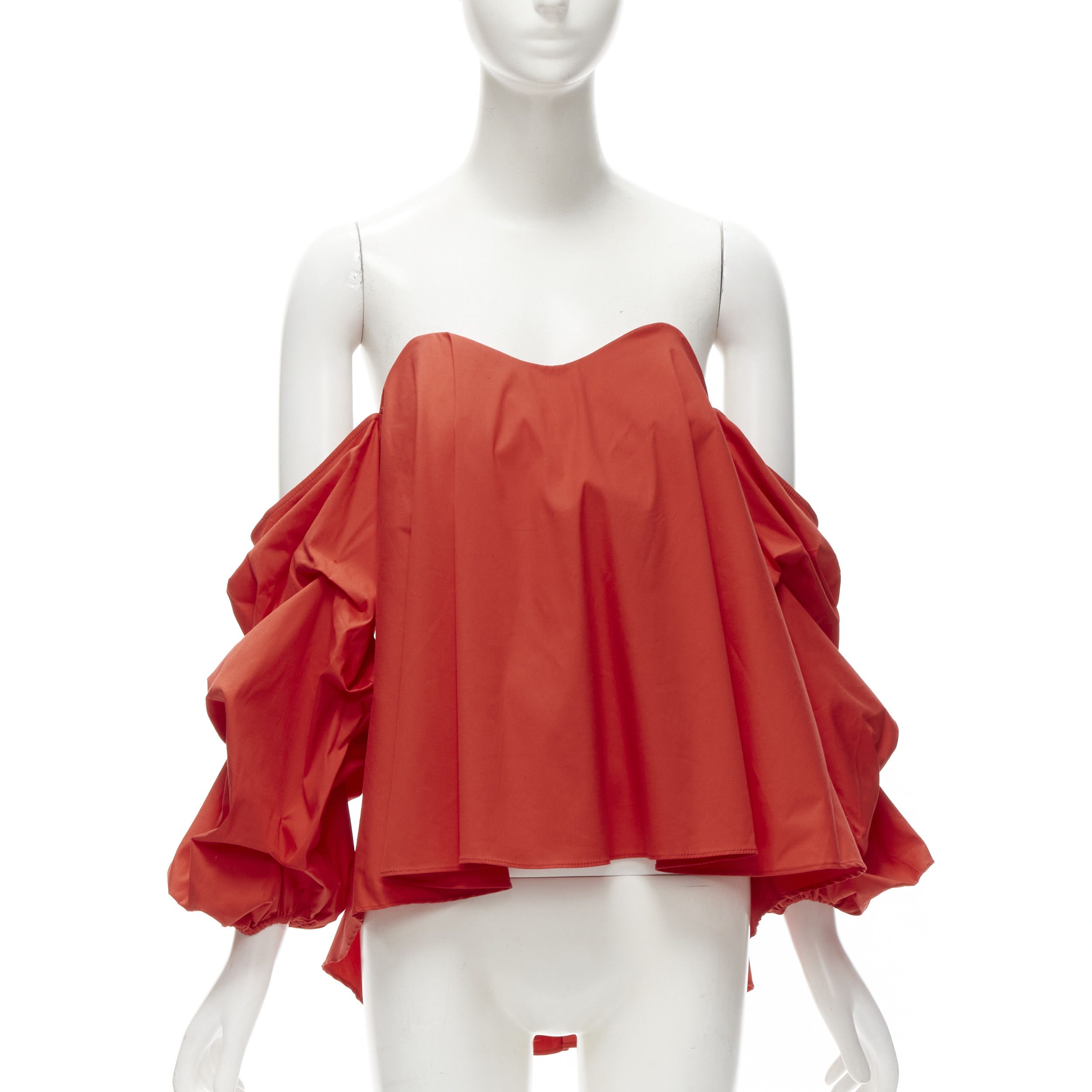 CAROLINE CONSTAS CAROLINE CONSTAS red strapless puff sleeves flared sweetheart corset top M Size M / US 6-8 / IT 42-44 - 1 Thumbnail