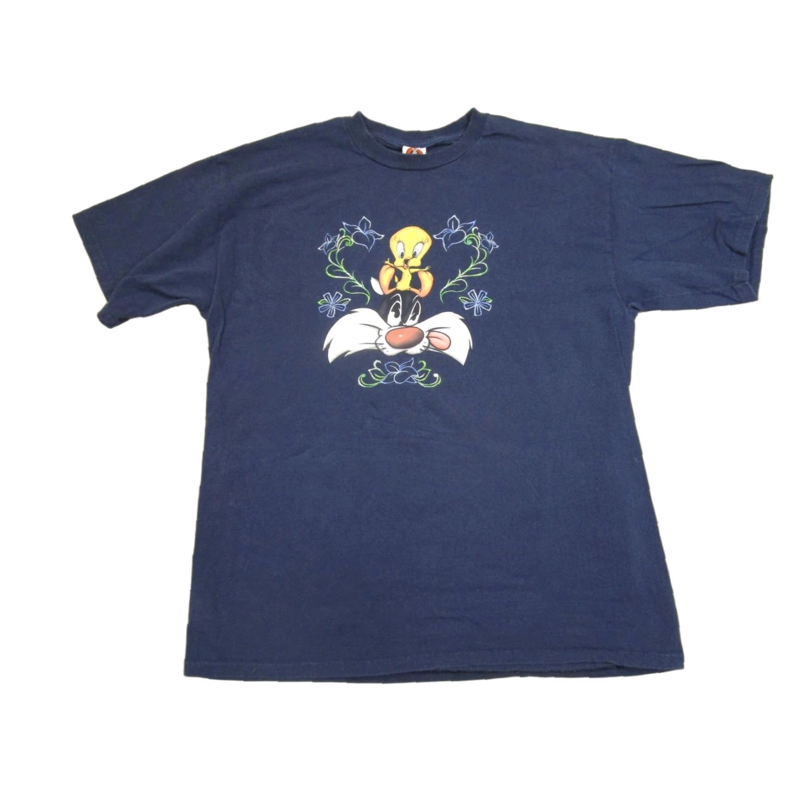 Vintage VINTAGE Looney Tunes Shirt Men XL Blue Sylvester Tweety Graphic Cartoon 90s Tee Size US XL / EU 56 / 4 - 1 Thumbnail