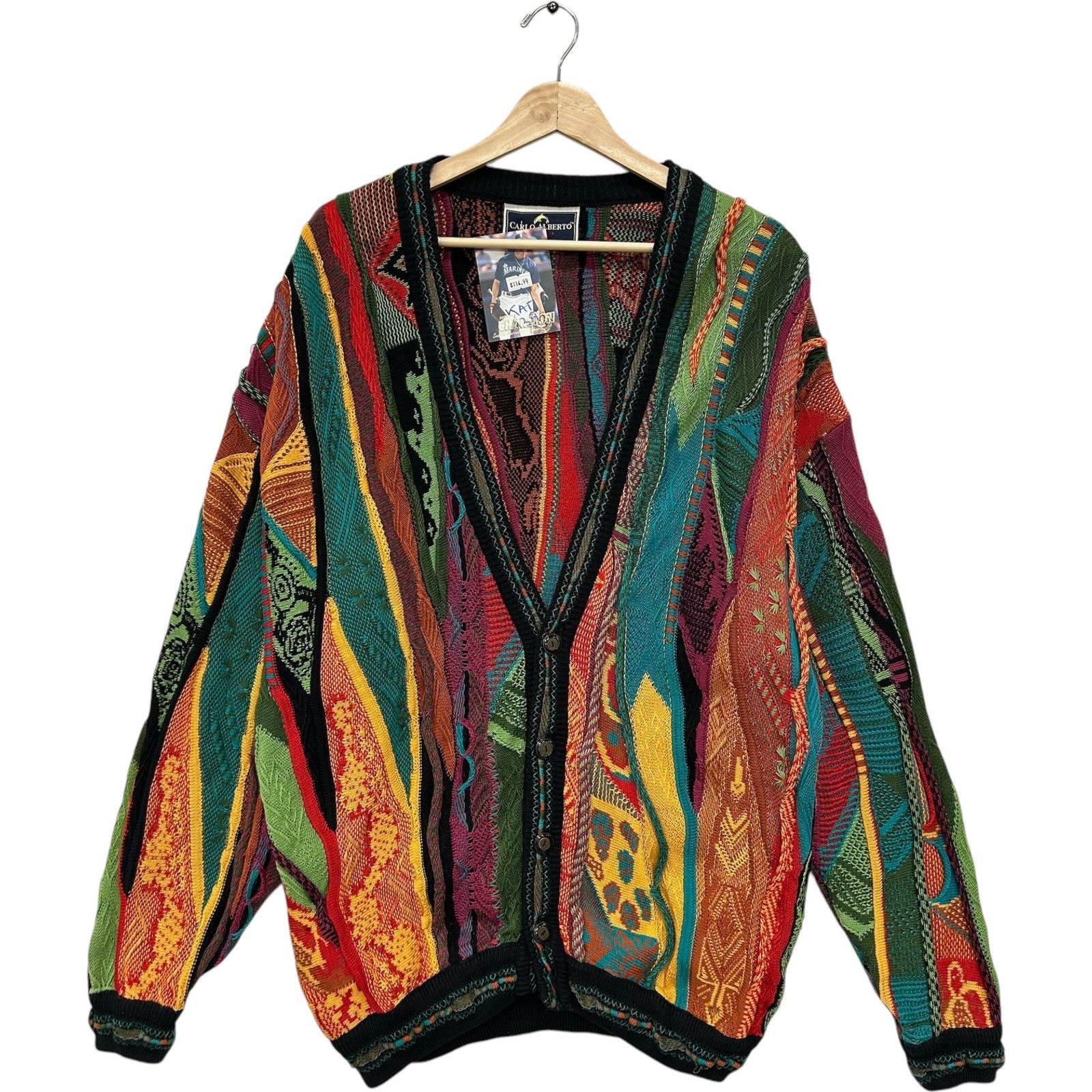 Vintage Vintage Carlo Alberto 3D Knit Cardigan Sweater 90s Large Size US L / EU 52-54 / 3 - 1 Thumbnail
