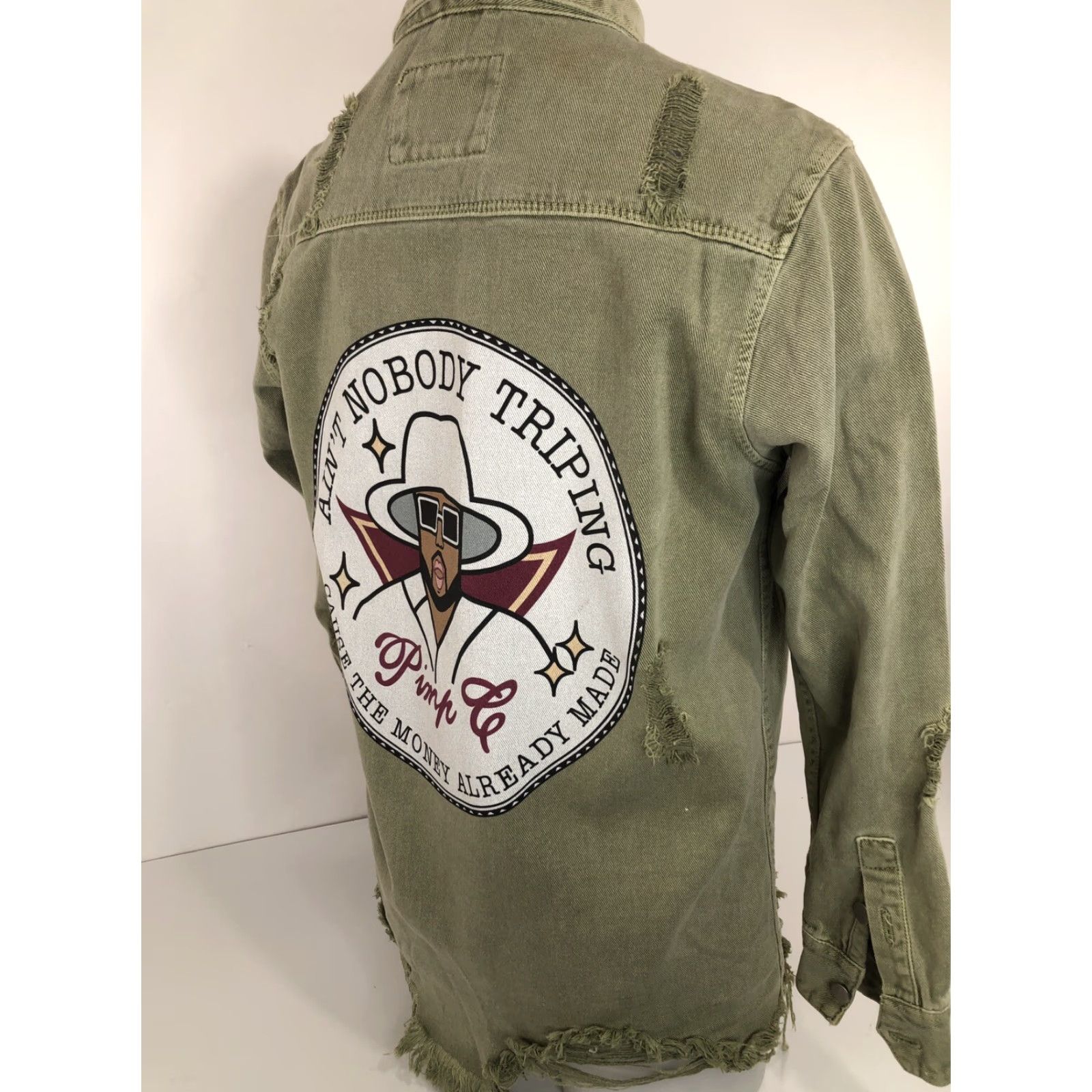 Denime PIMP C / AINT NOBODY TRIPPING Denim Shirt Jacket Unisex Green M Vintage Very Rare Shirt Jacket Mens Size M / US 6-8 / IT 42-44 - 6 Thumbnail