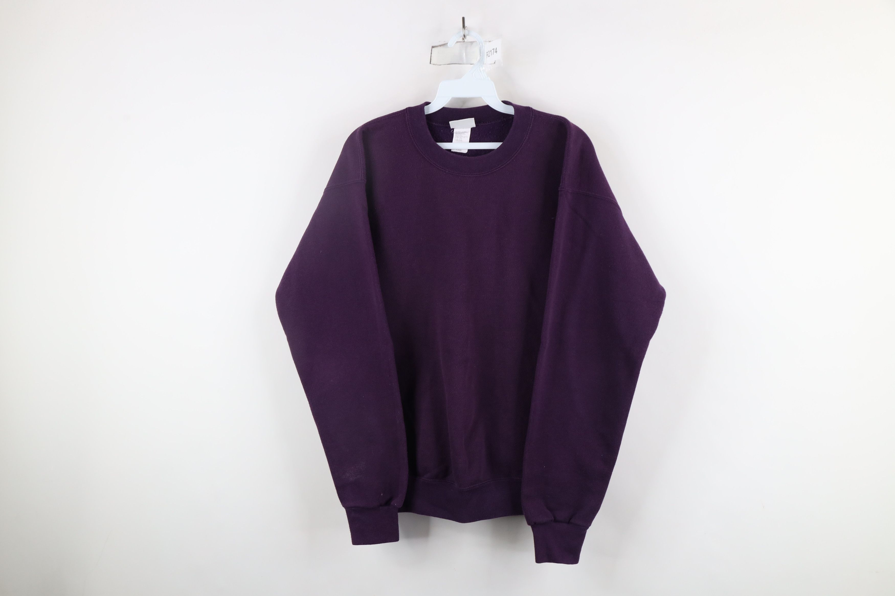 Vintage Vintage 90s Streetwear Blank Sweatshirt Purple USA Size L / US 10 / IT 46 - 1 Thumbnail