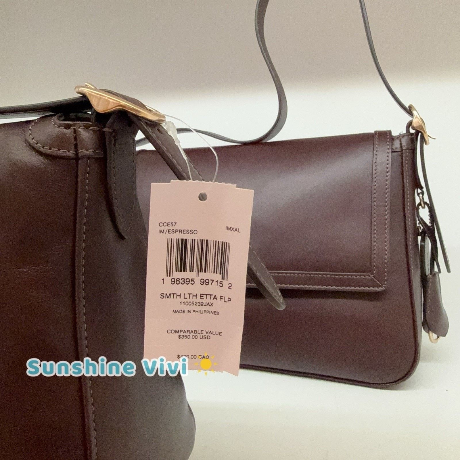 Coach NWT Coach Etta flap bag Leather CCE57 Gold/Espresso Size ONE SIZE - 3 Thumbnail