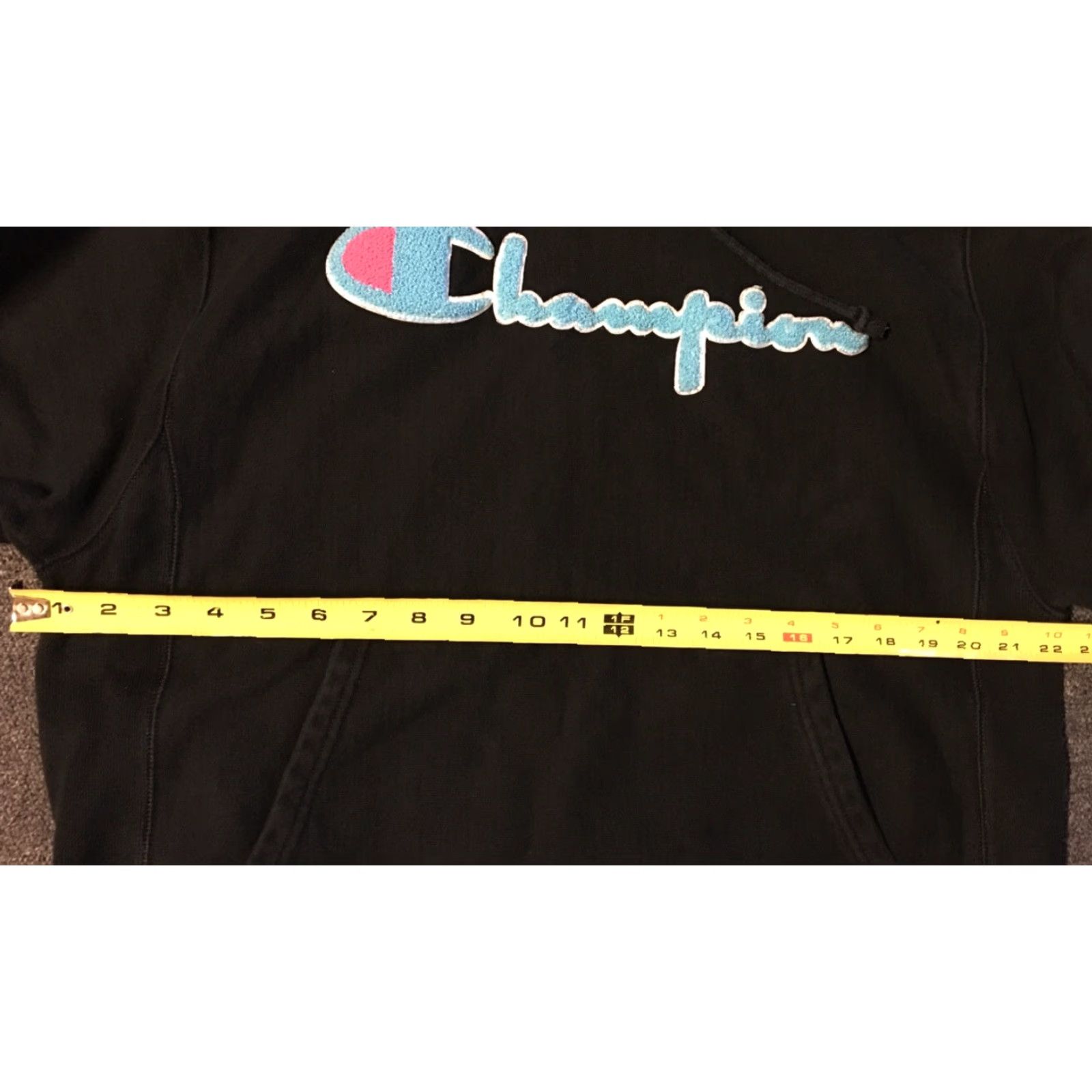 Champion VINTAGE Champion Reverse Weave Chenille Spellout Hoodie M Hip Hop Track Gym USA Black 90s Mens Size US M / EU 48-50 / 2 - 7 Thumbnail