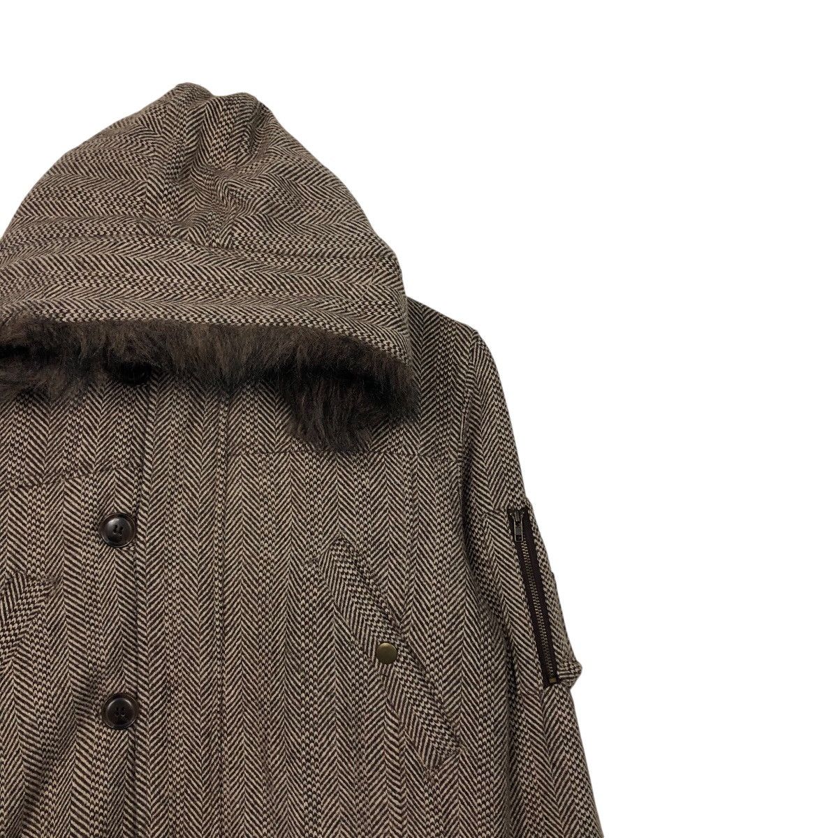 Japanese Brand 📌Vintage Wool Herringbone Fur Hoodie Jacket Size US M / EU 48-50 / 2 - 7 Thumbnail