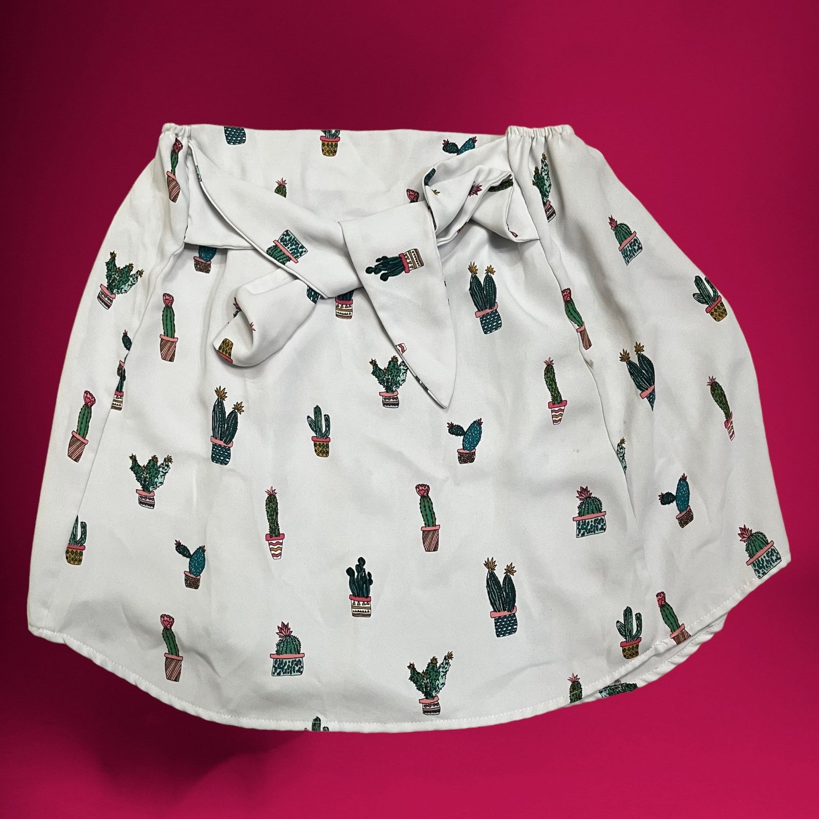 Don't Be Mad Do + Be Skirt Women's Large Cactus Plant Flowy Skater Tie Size 29" - 1 Thumbnail