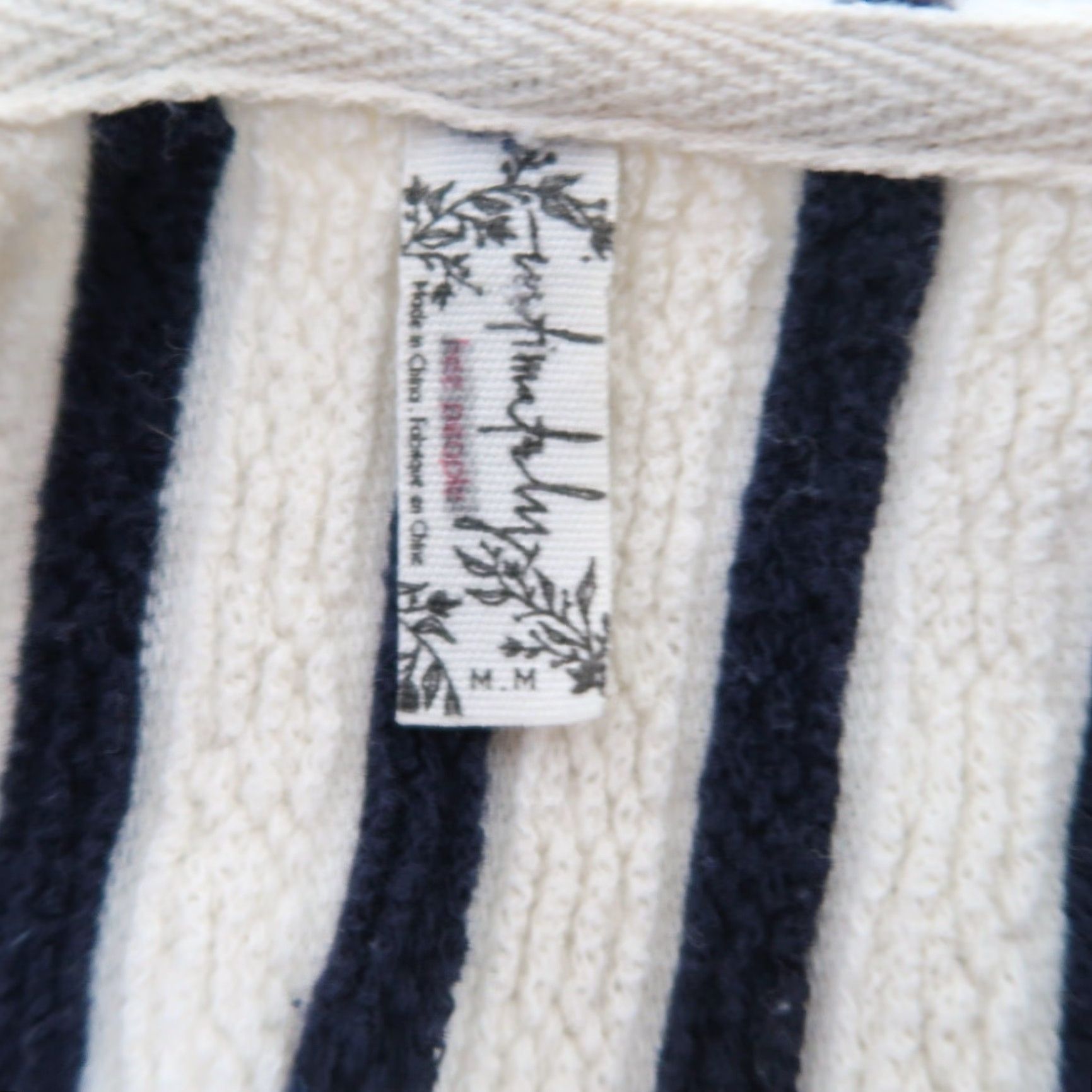 Free People Free People Intimately Cream and Navy Blue Striped Terry Mini Dress M Dress Women Regular Sleeve Long No Pockets Size M / US 6-8 / IT 42-44 - 5 Thumbnail