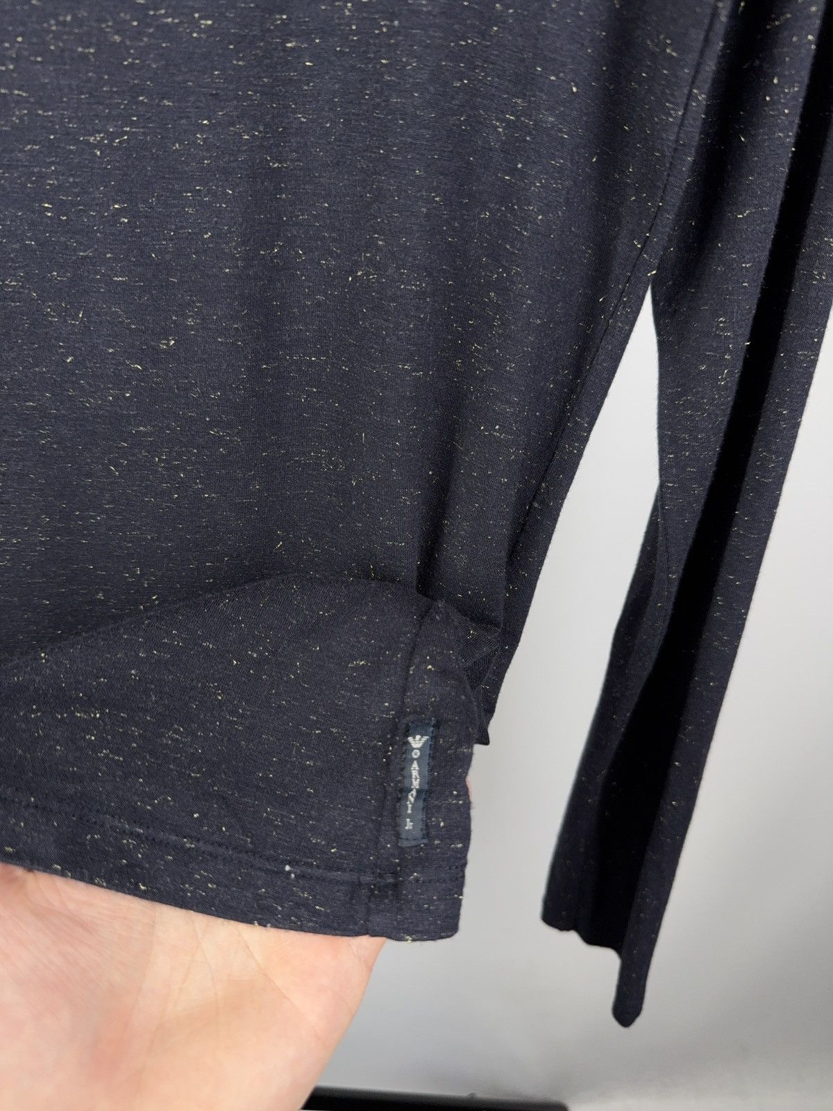 Armani × Designer Armani Jeans Navy Gold Speckled Long Sleeve Top Size M / US 6-8 / IT 42-44 - 3 Thumbnail