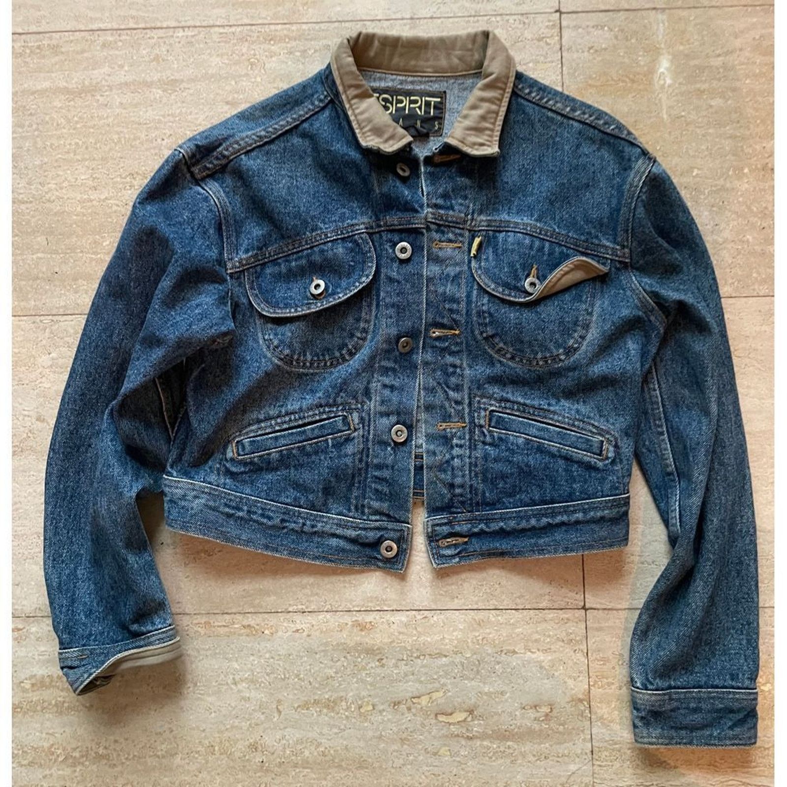 Esprit Esprit Vintage Cropped Denim Jacket with Contrast 90s stle L Size US L / EU 52-54 / 3 - 1 Thumbnail