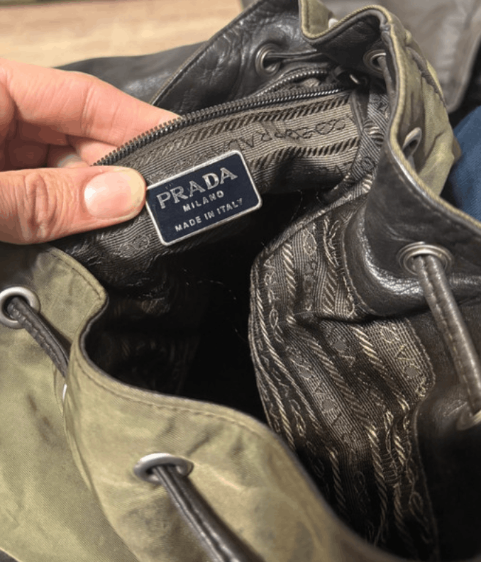 PRADA Vintage Backpack Drawstring Logo Rare Leather Black Used Authentic  202412M | eBay