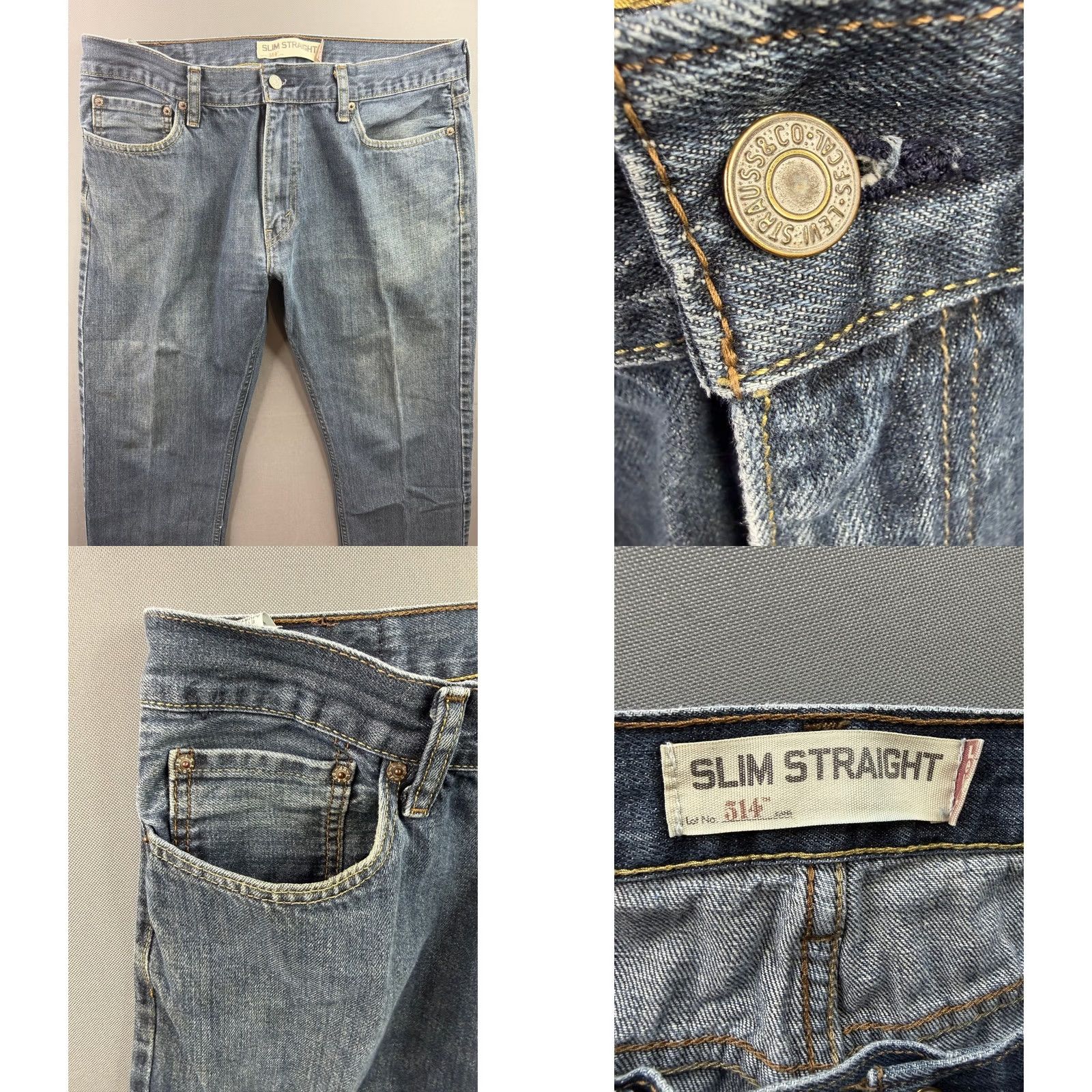 Levi's Levi's 514 Slim Straight Jeans Mens Blue Medium Wash 35x29 Size US 35 - 8 Thumbnail