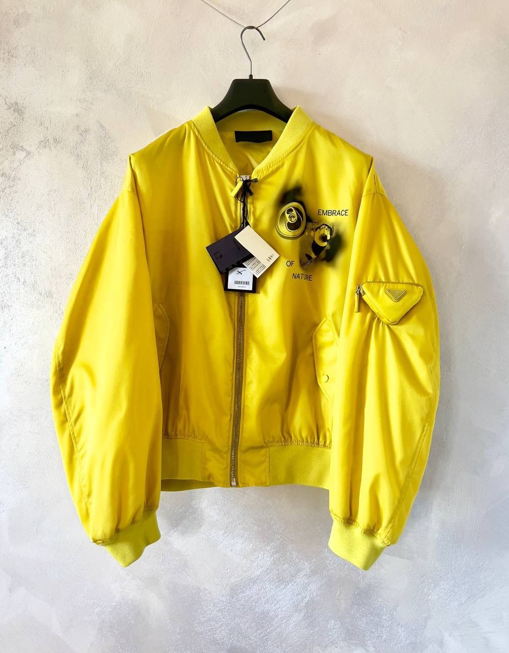 image of Prada Printed Bomber Jacket in Yellow, Men's (Size 2XL)