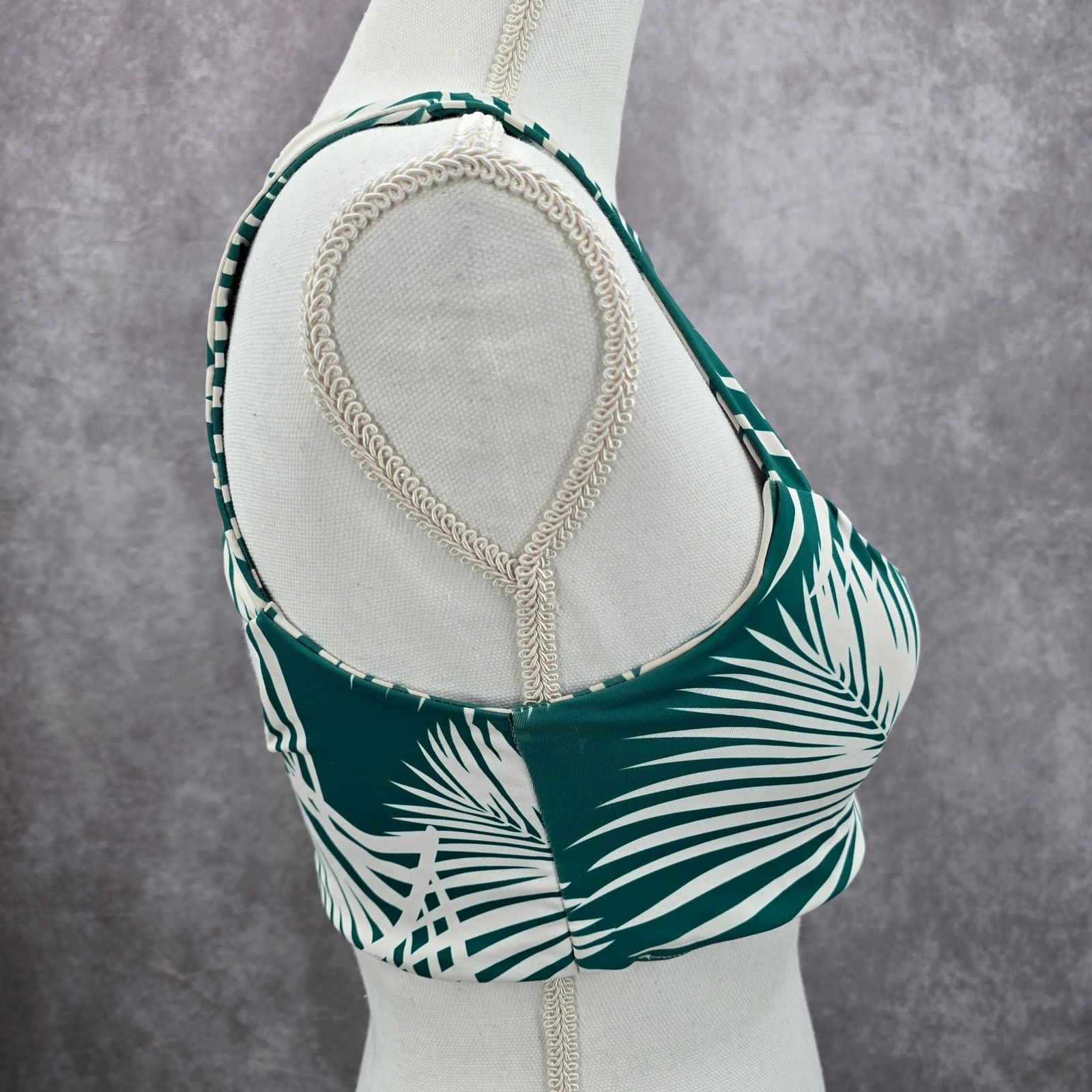 Other Green White Tropical Leaf Cutout Bikini Top Swimwear Medium Size ONE SIZE - 2 Thumbnail
