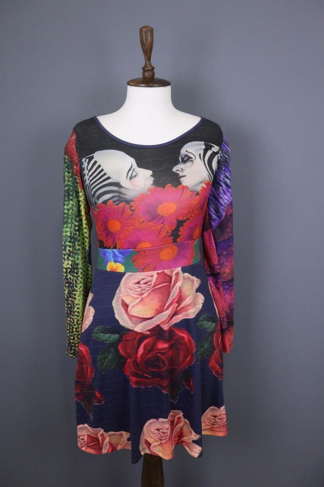 Desigual Desigual Multicolor Floral Bodycon A-Line Mini Dress Size L Size L / US 10 / IT 46 - 1 Thumbnail