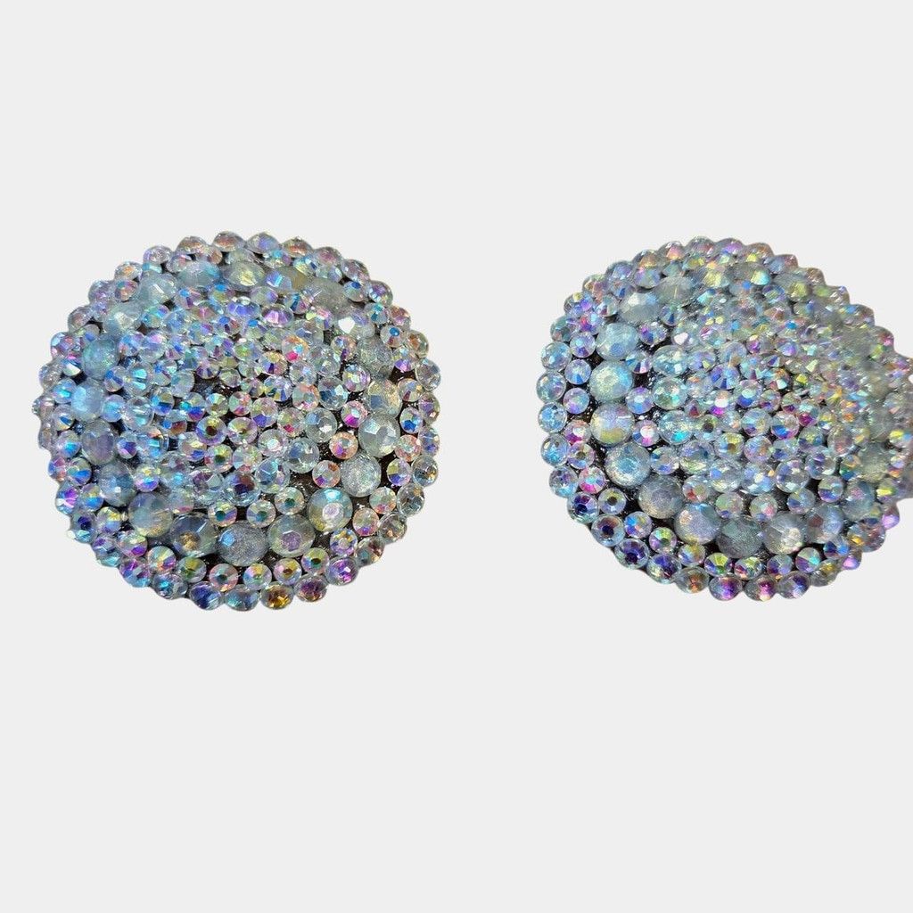 Handmade AB Glass & Acrylic Rhinestone Circle Pasties Size 2 3/4" Size ONE SIZE - 2 Thumbnail