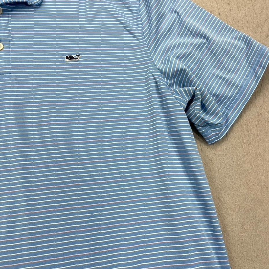 Vineyard Vines Vineyard Vines Polo Shirt Mens Large Blue Pink Stretch Striped Performance Golf Shirt Size US L / EU 52-54 / 3 - 4 Thumbnail