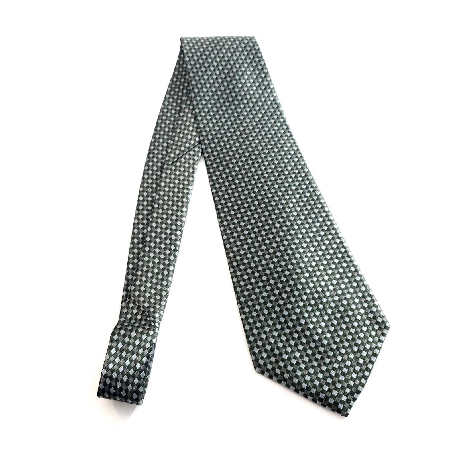 Designer Geoffrey Beene Green Tan Geometric Woven Wide Silk Tie Size ONE SIZE - 6 Thumbnail