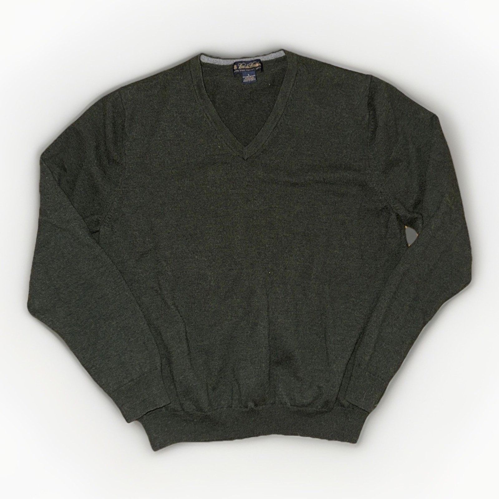 Brooks Brothers × Vintage Brooks Brothers Extra Fine Italian Merino Wool V Sweater Size US L / EU 52-54 / 3 - 1 Thumbnail