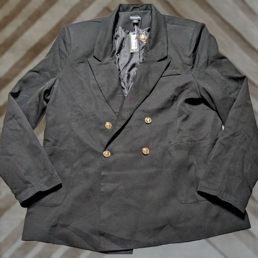 PrettyLittleThing VINTAGE PRETTY LITTLE THING Blazer Women Oversize US12 Black Military Button Detail NEW Size XL / US 12-14 / IT 48-50 - 1 Thumbnail