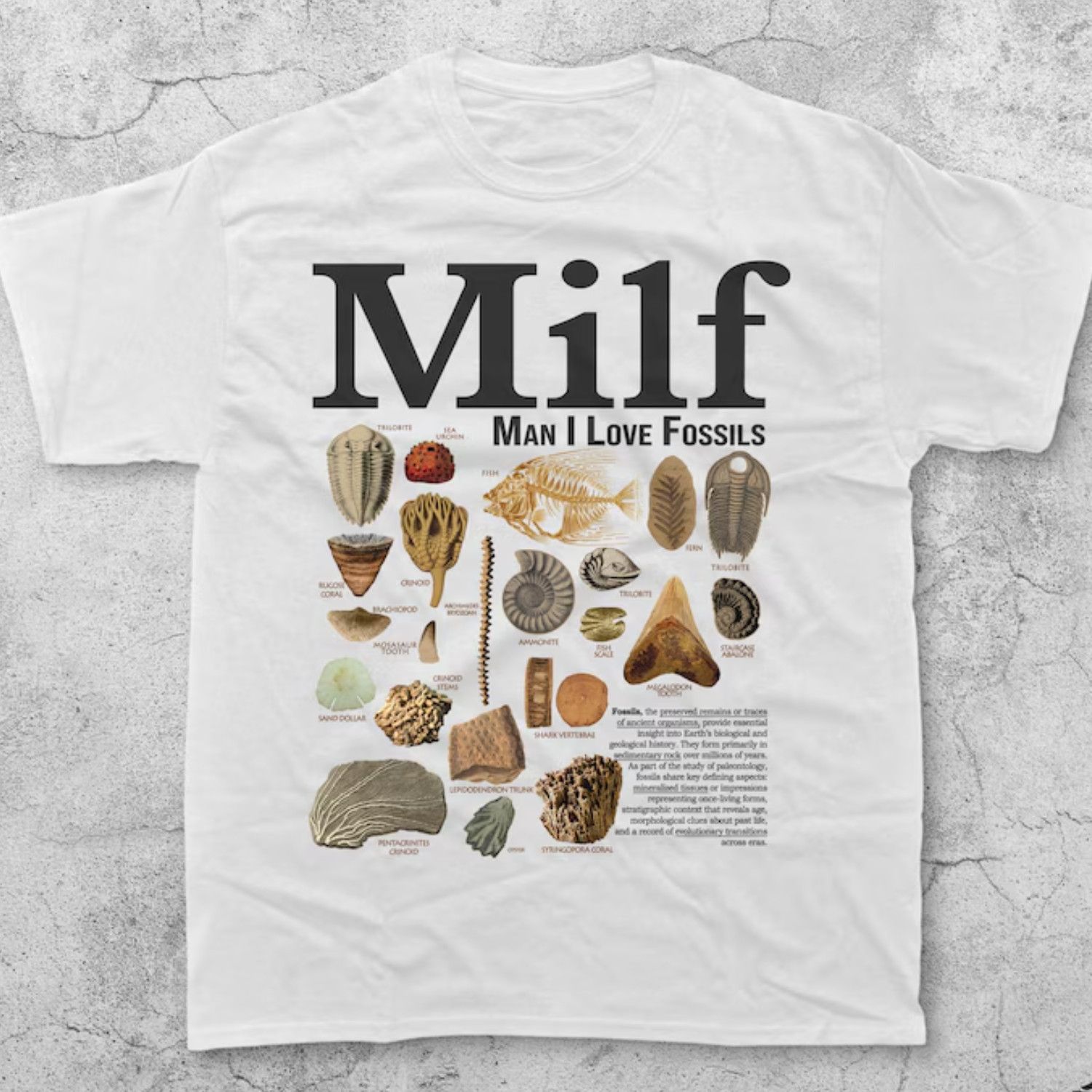Japanese Brand Man I Love Fossils Vintage T-Shirt, Funny Paleontology Meme Size US L / EU 52-54 / 3 - 1 Thumbnail