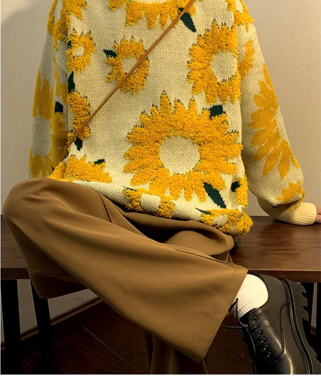 Japanese Brand × Vintage knit fall sweater with a round neckline Size US L / EU 52-54 / 3 - 1 Thumbnail