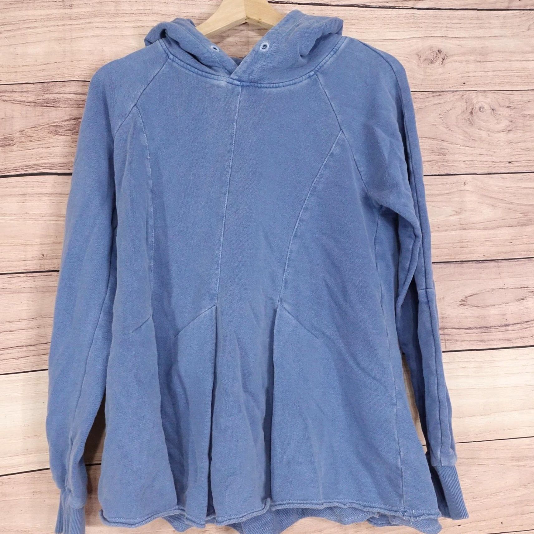 Vintage Pilcro by Anthropologie Hoodie Womens M Blue Pullover Terry Hooded Pleated Size M / US 6-8 / IT 42-44 - 2 Thumbnail