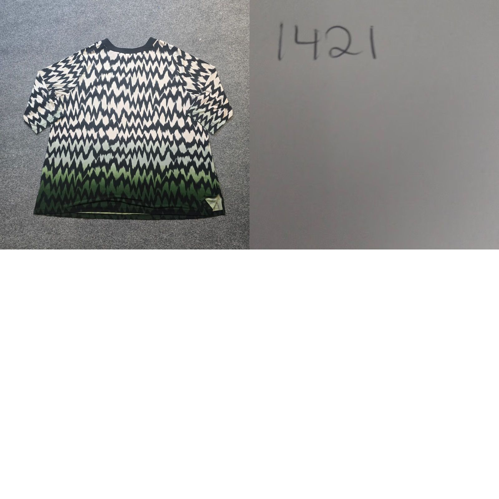 Vintage Susan Graver Top Women 2X Black Green Ikat Stretchy V-Neck Casual Career Shirt Womens Size XXL / US 16-18 / IT 52-54 - 8 Thumbnail